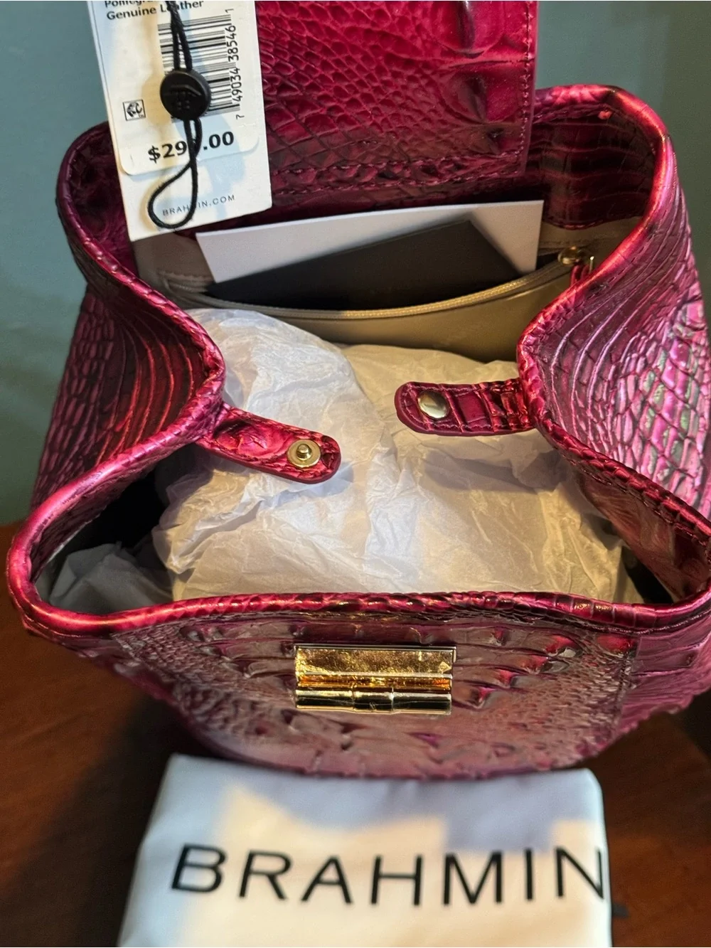 Brahmin Maddie Hot Pink Pomegranate Melbourne Sling Bag backpack *READ*